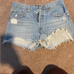 Levi's Light Blue Distressed Jean Shorts